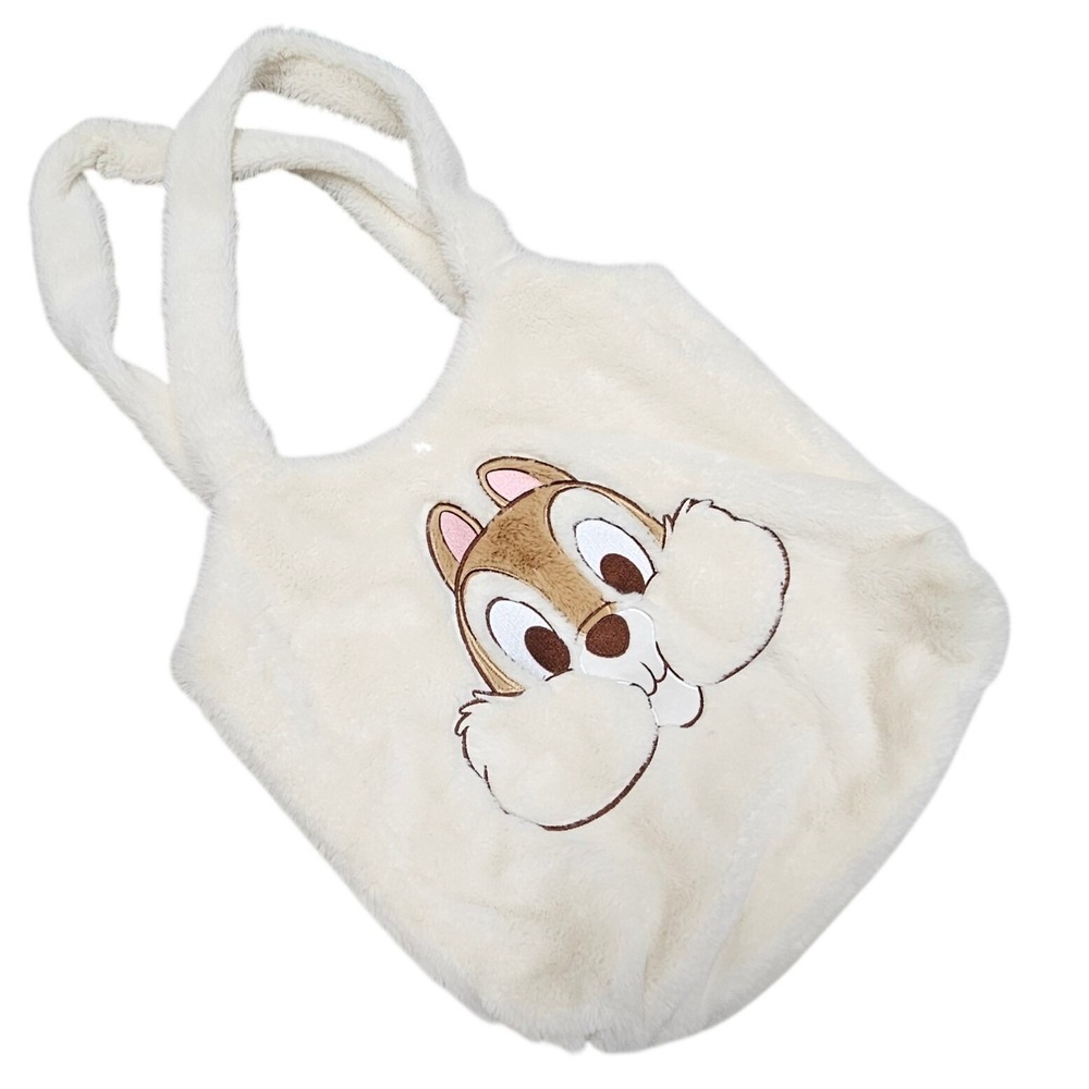 Disney Miniso Tote Bag Cream Chip 'n Dale Character Kawaii Plush Shoulder Bag